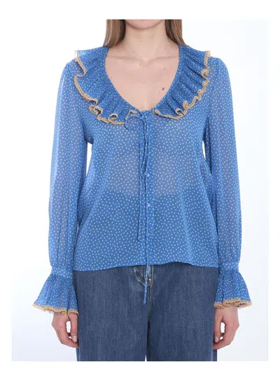 VALENTINO WOMEN'S BLOUSE WITH POLKA DOTS SHIRT