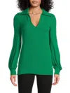 Valentino Women's Blouson-sleeve Silk Top In Green