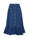 Valentino Garavani Blue Denim Cotton Skirt In Blue