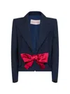 Valentino Tailored Bow-detail Jacket Crafted From Lightweight Viscose In Blue