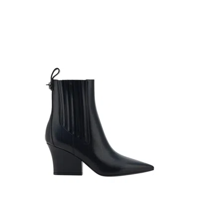 Valentino Garavani Black Leather Vlogo Lockette Ankle Boots