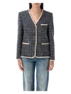 Valentino Boucle Wool Blend Jacket With Contrast Trim