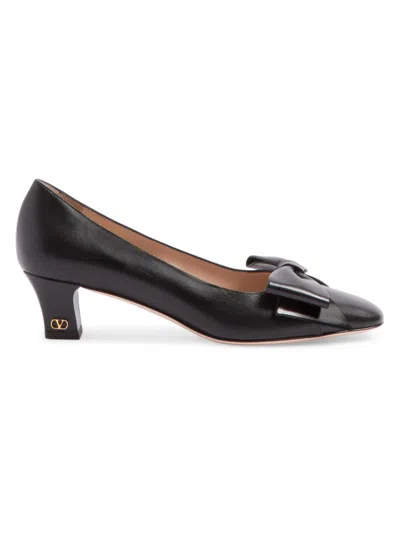 Valentino Garavani Leather Pumps Featuring Bow Detail In Black