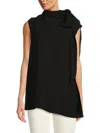 Valentino Women's Bow-neck Silk Sleeveless Top In Black