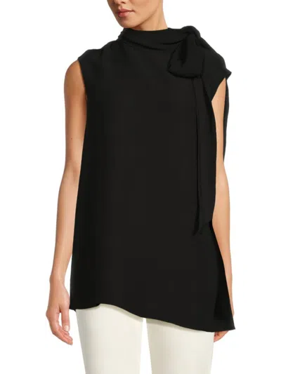 Valentino Women's Bow-neck Silk Sleeveless Top In Black