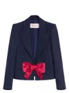Valentino Tailored Bow-detail Jacket Crafted From Lightweight Viscose In Blue