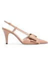 Valentino Garavani Bowow Slingback Pumps In Kidskin 85mm Woman Rose Cannelle 40.5 In Pink