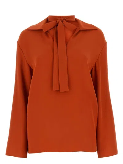 VALENTINO WOMEN'S BRICK CREPE BLOUSE TOP