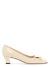Valentino Butter White Crocodile Effect Leather Pumps With Medium Heel In White