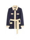 Valentino Women Blue Belted Coat In Blue