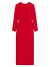 Valentino Donna Long Sleeve Blouson Silk Cady Couture Dress In Red