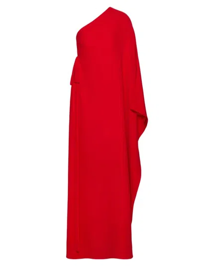 Valentino Cady Couture One-shoulder Silk Gown In Red