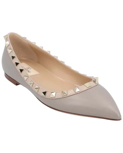Valentino Garavani Valentino Women's Calfskin Leather Rockstud Ballerina In Gray