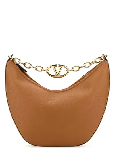 Valentino Garavani Women's Camel Leather Medium Hobo Vlogo Moon Handbag