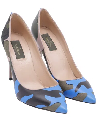 Valentino Garavani Valentino Women's Canvas Camouflage Pointed Pump (authentic Pre-loved) In Blue