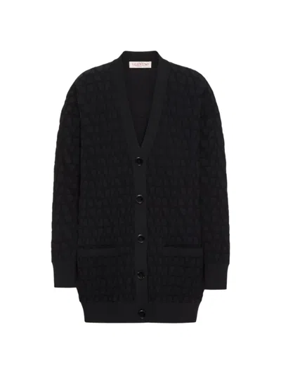 Valentino Women's Cardigan In Stretched Viscose Toile Iconographe In Black