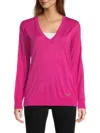 Valentino Women's Cashmere-silk V-neck Sweater In Pink
