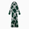 Valentino Metamorphos Siren Silk Printed Maxi Shirt Dress In Green,]