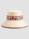 Valentino Garavani Cherryfic Straw Bucket Hat With Leather Trim And Cherryfic Ribbon Woman Natural/s In Neutral