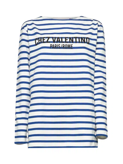 VALENTINO VALENTINO WOMEN CHEZ VALENTINO PRINT STRIPED COTTON T-SHIRT