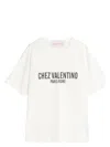 Valentino Cotton Slogan Print Drop Shoulder T-shirt In White
