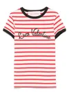 Valentino Women Ivory Striped Jersey Embroidered T-shirt In Ivory