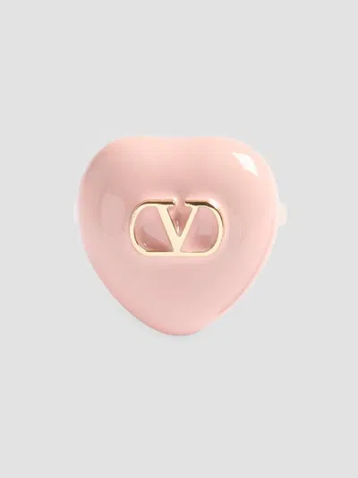 Valentino Garavani Women's Coeur Royal Ring In Metal And Enamel In Pink