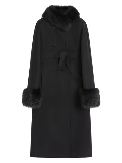 Valentino Women's Compact Drap Coat In Black