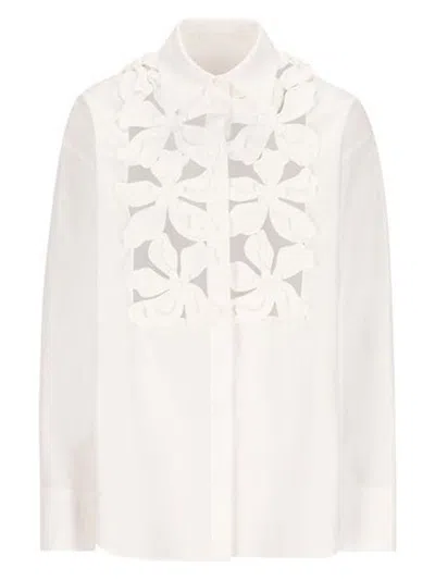 Valentino Women's Compact Popeline Shirt In White