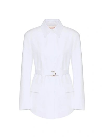 Valentino Women's Compact Poplin Peacoat In White