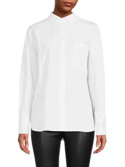 Valentino Women's Cotton Button Down Shirt In Bianco