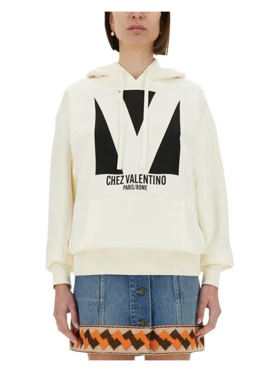 VALENTINO WOMEN'S COTTON HOODIE WITH PRINT