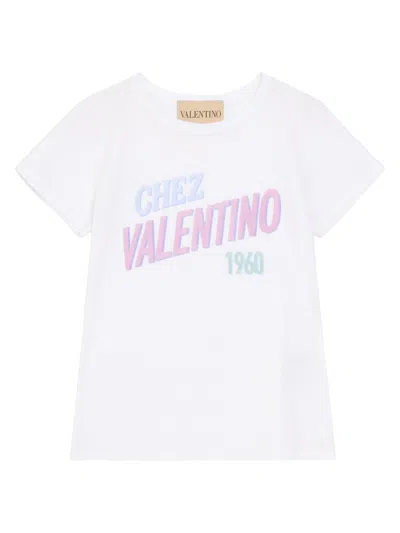 Valentino Womens Bianco Text-print Round-neck Cotton T-shirt In White