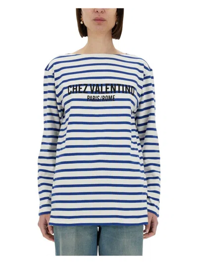 VALENTINO WOMEN'S COTTON LONG SLEEVE TSHIRT WITH PRINT
