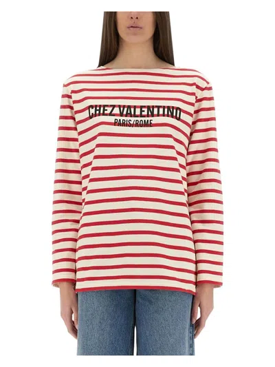 VALENTINO WOMEN'S COTTON LONG SLEEVE TSHIRT WITH PRINT
