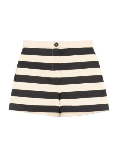VALENTINO WOMEN'S COTTON SATIN SHORTS WITH MAXI BARRÉ STRIPE