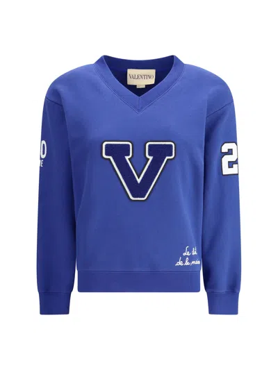 Valentino Women Cotton Sweatshirt In Blue