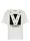 Valentino Womens Brand-print Rhinestone-embellishment Cotton-jersey T-shirt Avorio Nero