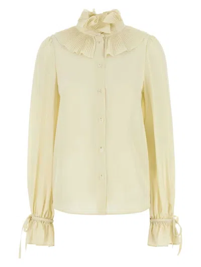 VALENTINO WOMEN'S CREAM CREPE SHIRT