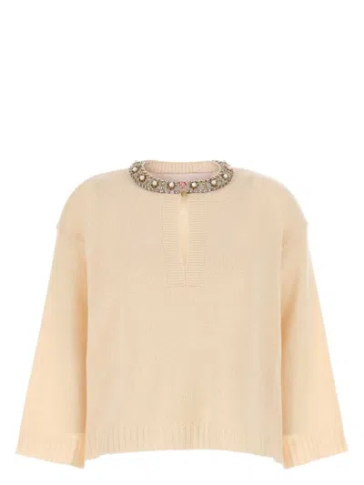 VALENTINO WOMEN'S CREAM WOOL SWEATER