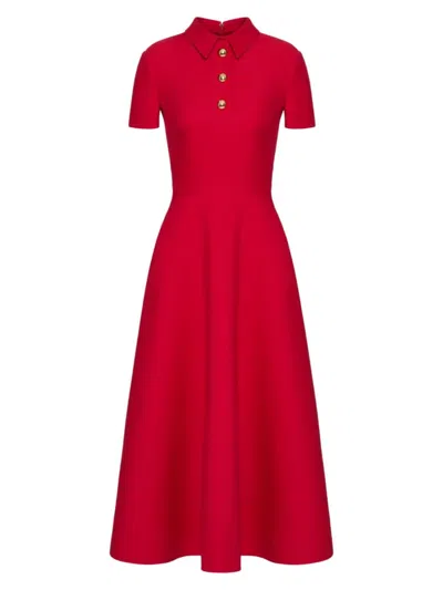 Valentino Women's Crepe Couture Midi Dress In Red