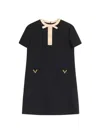 Valentino Silk And Wool Blend Short Sleeve Dress In Black