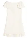 Valentino Ruffled Wool And Silk-blend Crepe Mini Dress In Ivory