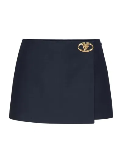 Valentino Women's Crepe Couture Skirt In Navy