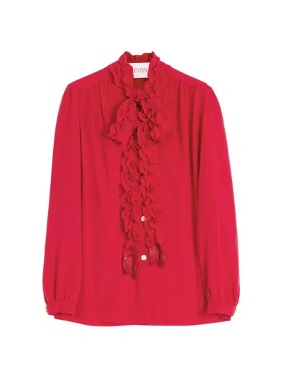 Valentino Women's Crepe De Chine Shirt In Red