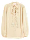 Valentino Silk Tasselled-pussybow Blouse In Beige