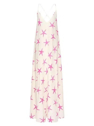Valentino Women's Crepe De Chine Starfish Evening Dress In Ivory Pink