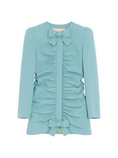 Valentino Women's Crispy Light Wool Jacket In Blue