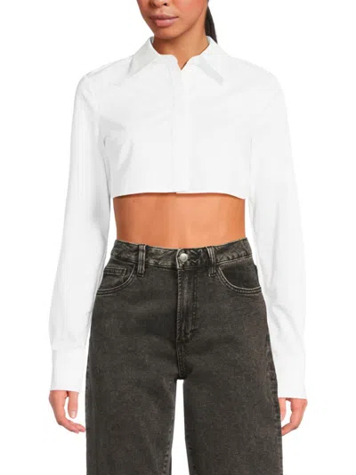 Valentino Women's Cropped Cotton Button-front Shirt In White