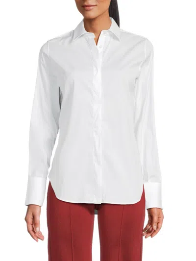 Valentino Women's Curved Hem Shirt In Bianco